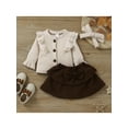 thumbnail image 2 of Kiapeise Toddler Baby Girl Fall Winter Outfit Long Sleeve Button Down Knit Coat Tops+Corduroy Skirt+Headband, 2 of 9