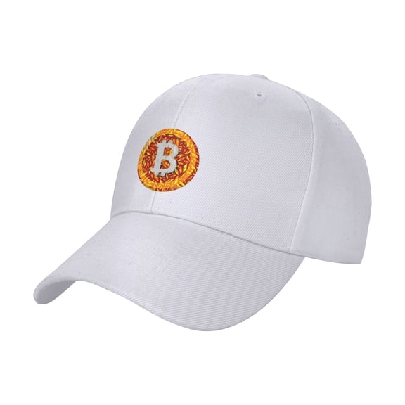 TEQUAN Peaked Cap Gold Coins Bitcoin Adult Unisex Adjustable Curved Brim Baseball Cap Hat, White