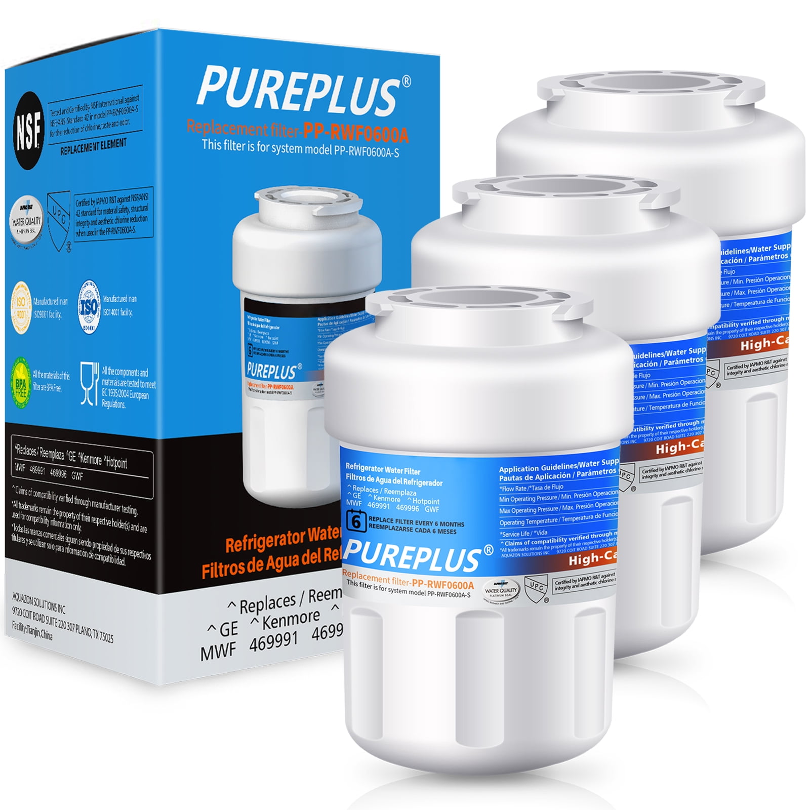 Filtro de Agua para GE MWF Refrigerador, Water Filter Compatible con MWF, MWFP, MWFA, GWF, HDX