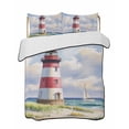 thumbnail image 2 of Beach Lighthouse Twin XL Size Down Alternative Comforter, Lightweight Comforter Quilt Bedding Set with Pillow Shams Coastal Ocean Ship Sky Oil Painting All Seasons Bed Comforter Duvet Insert 68"x98", 2 of 7