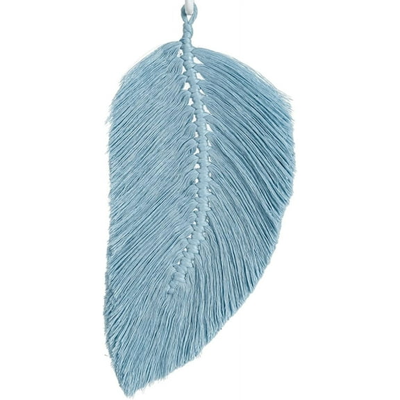 Namzi Wall Hanging Hand Woven Tapestry Leaf Feathered Bohemian Decor for Home Kid Room Decorations Leaf Wall Art Eco Friendly Leaf Accessory 6*11inch（Blue）