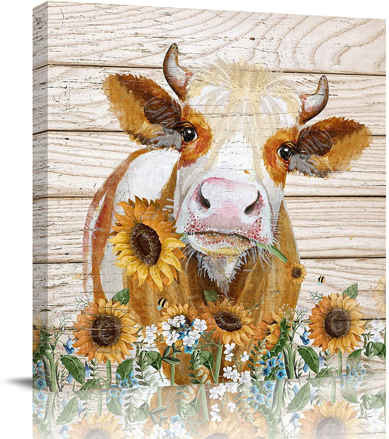 Wall Art Canvas Cow Sunflower Painting,Canvas Prints Easy to Hang Wall ...