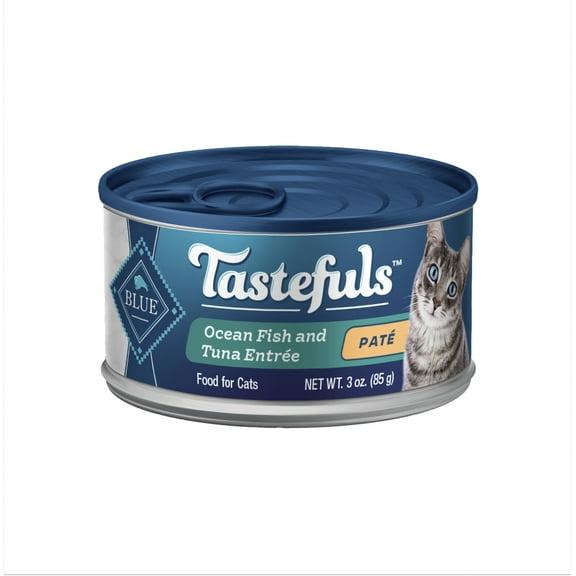 Blue Buffalo Tastefuls Natural Wet Cat Food Cans, Paté Style, Ocean Fish and Tuna Entrée 3-oz Cans (Pack of 4)