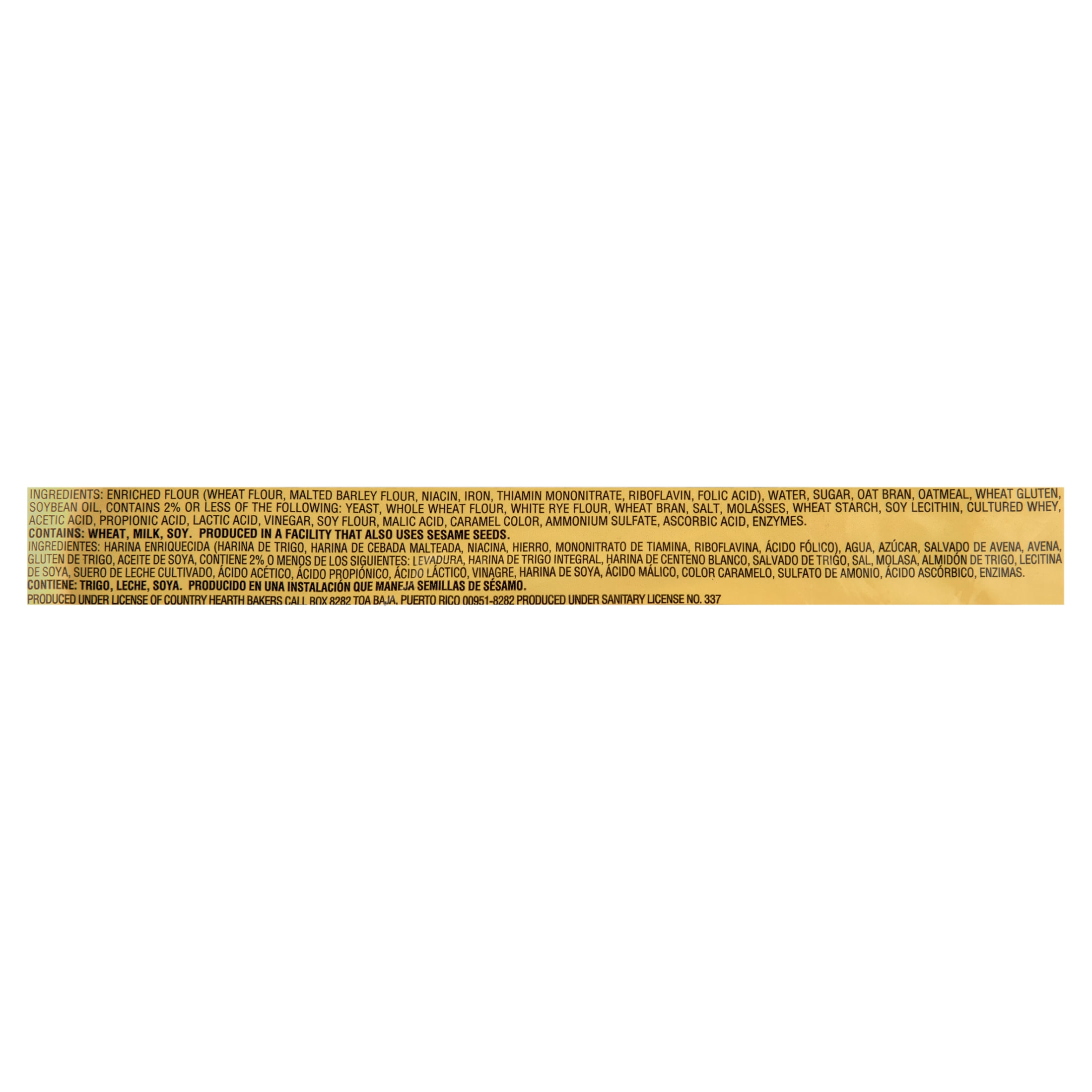 Country Hearth, Oatmeal Sandwich Bread Loaf, Sliced, 20 oz, Regular Size, Shelf Stable