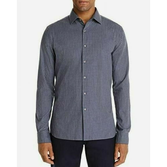 The Men's Store Gingham Classic Fit Shirt Navy-2XL