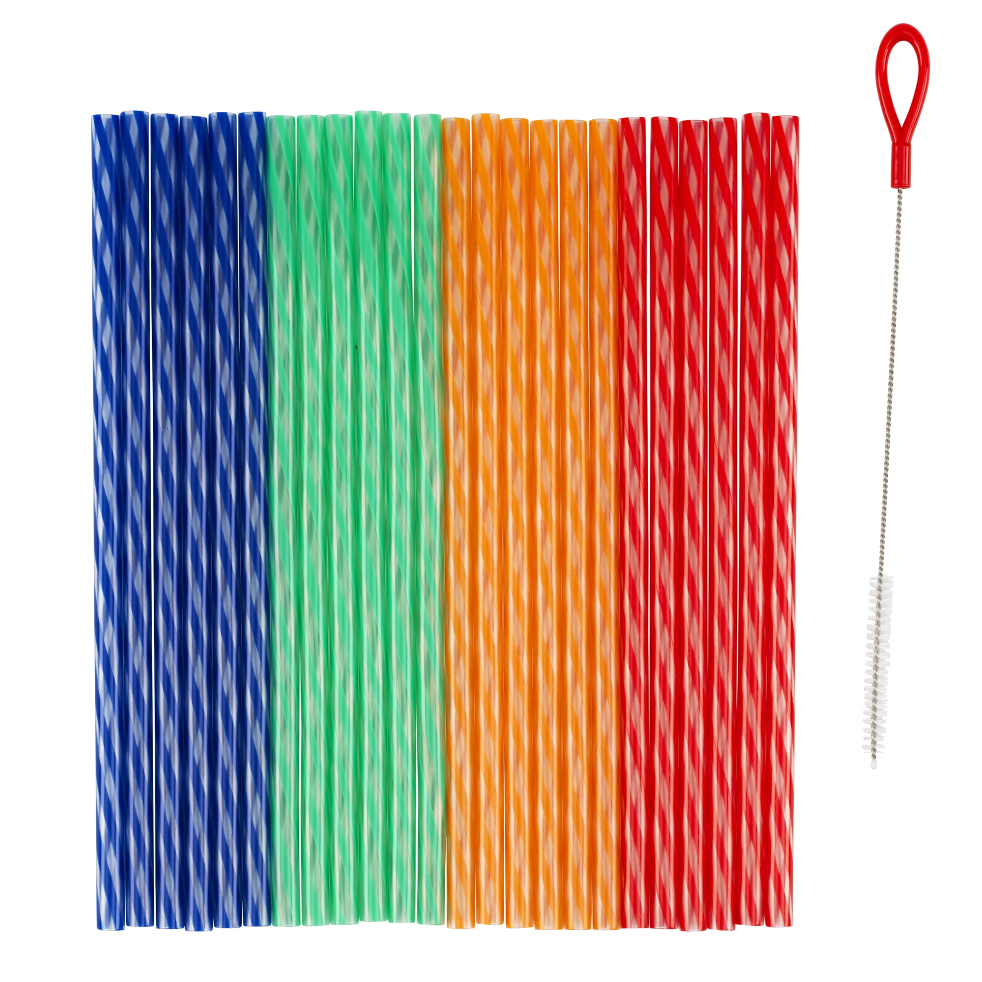 GoodCook PROfreshionals 24-Piece 9" Reusable Plastic Straws Set with Cleaning Brush, Multicolor