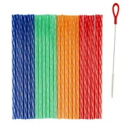 PROfreshionals 24-Piece 9" Reusable Plastic Straws Set with Cleaning Brush, Multicolor