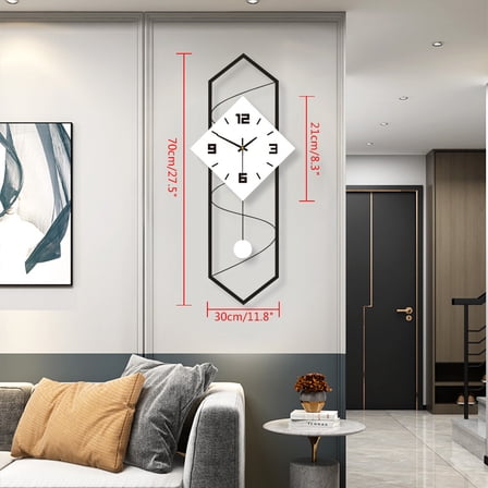 Modern Wall Clock, Easy to Read, Pendulum Clock with Silent Movement for Living Room