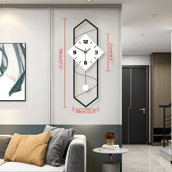 Modern Wall Clock, Easy to Read, Pendulum Clock with Silent Movement for Living Room