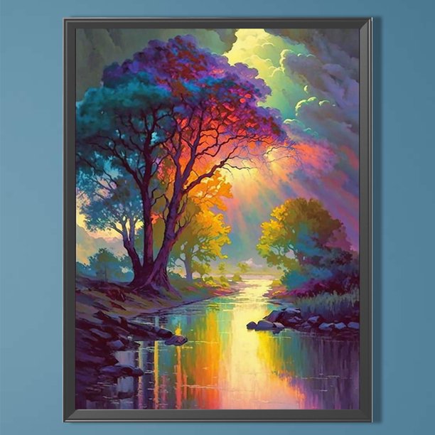 Pintura de diamante 5D DIY Taladro redondo completo Kit de noche silenciosa Decoración del hogar (K862) JShteea El nuevo