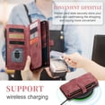 thumbnail image 3 of Allytech Wallet Case for Samsung Galaxy A54 5G, Card Slots + Cash Slot + Zipper Pocket Large Capacity PU Leather Case with Hand Strap, [All-Round Shockproof] Wireless Charging Kickstand Case, Red, 3 of 10