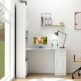 thumbnail image 3 of L-Shaped Corner Computer Desk  for Home Office or Study desk, Study Modern Style Table with Drawers, Bookshelf & Hutch, 2-in-1 L-Shaped Design, Large Working Space,white, 3 of 9