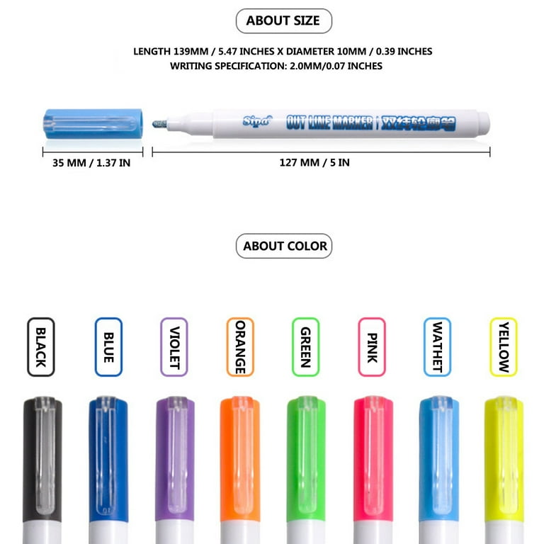 Vikakiooze Highlighters Assorted Colors, Children Drawing Watercolor Pen  Set 8 Colors Marker Washable Painting Pen 5ml 