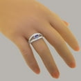 thumbnail image 6 of LBG British Made 9k White Gold Natural Tanzanite & Diamond Womens Band Ring - 33 size options - Size 10.75, 6 of 7