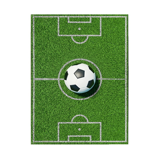 kjfeif Soccer Area Rug Football Field Carpet Non Slip Floor Mat Football Stadium Green Painted Line Playmat Runner Rug for Living Room Bedroom No Slip Kitchen Rugs and Mats