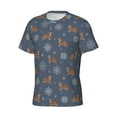 thumbnail image 3 of Yiaed Squirrel And Snowflakes Print Mens Short Sleeve Tight Fit T-Shirt, Crewneck Casual Tee-XX-Large, 3 of 5