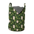 thumbnail image 1 of Forest Laundry Bag, Houses Among Trees in the Woodland Nature Town Countryside Pines Graphic, Basket with Handles Drawstring Closure for Laundromats, 13" x 19", Apple Green and White, by Ambesonne, 1 of 4