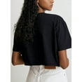 thumbnail image 5 of Short Sleeve Loose Crop Top Women Crew Neck Crop Shirt Drop Shoulder Casual Boxy Yoga Running Cropped Baic Tee Black L, 5 of 8