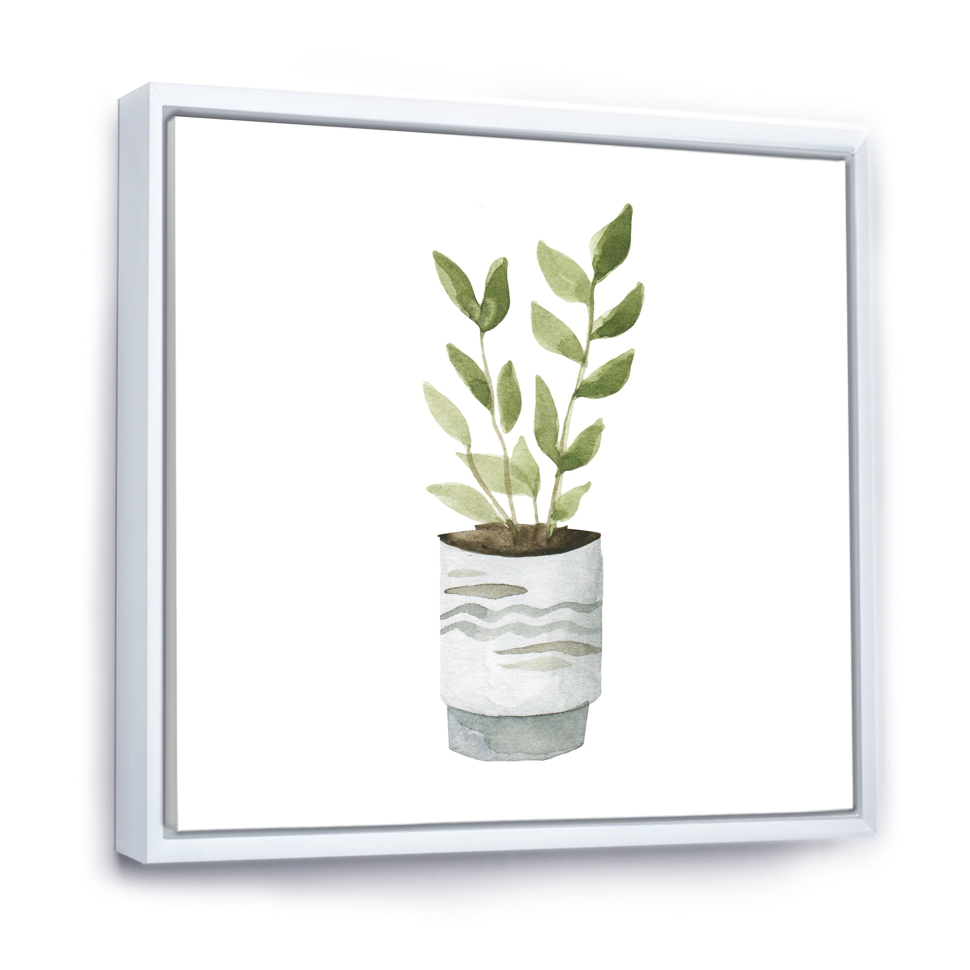 Designart 'Indoor Green Home House Plants in Pots II' Traditional Framed Canvas Wall Art Print