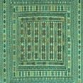 thumbnail image 1 of Ahgly Company Machine Washable Indoor Square Southwestern Turquoise Blue Country Area Rugs, 5' Square, 1 of 4