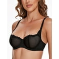 thumbnail image 2 of Wingslove Women's Sexy Lace Bra Mesh Balconette See Through Bralette Half Cup Sheer Bras Unlined Underwire Suppport (Black,36D), 2 of 7