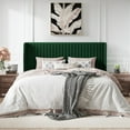 thumbnail image 3 of Amolife King Size Velvet Upholstered Bed with Wingback Headboard, Green, 3 of 9