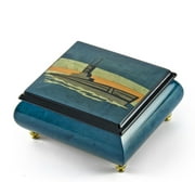 Handcrafted Navy Ship in Sea Wood Inlay Musical Keepsake - Under the Sea (The Little Mermaid) - SWISS