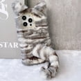 thumbnail image 3 of Dteck iPhone 11 Case 6.1-inch, Cute Girly Soft Warm Faux Fur with Tiger Tail Protective Shockproof Case for Girls Women Cover for Apple iPhone 11, Gray, 3 of 5
