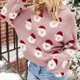 thumbnail image 5 of Sudadera de Mujer Gibobby Suéter de punto con patrón de cabeza de Papá Noel Lindo Pink M, 5 of 5