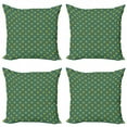 thumbnail image 1 of Geometric Throw Pillow Cushion Case Pack of 4, Abstract Art Images of Target Circles and Cornered Shapes, Modern Accent Double-Sided Print, 4 Sizes, Green Marigold, by Ambesonne, 1 of 2