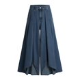 thumbnail image 5 of Letdown Women Flowy Bell Bottom Jeans High Waist Stretch Wide Leg Baggy Flared Pleated Vintage Casual Loose Denim Pants with Pockets, 5 of 6