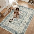 thumbnail image 2 of Garvee 5'x7' Vintage Floral Print Area Rug Botanical Carpet, Washable Rug with Non-Slip Backing for Living Room Dining Room Home Decor, Beige Blue, 2 of 7