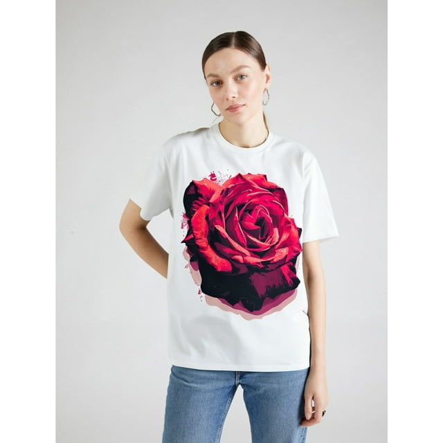 Camiseta estampada 100 % algodón para mujer, de manga corta y cuello redondo, ideal para uso diario y para el tiempo libre.