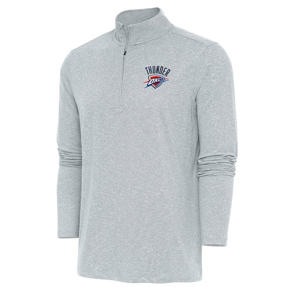 Men's Antigua  Heather Gray Oklahoma City Thunder Hunk Quarter-Zip Pullover Top