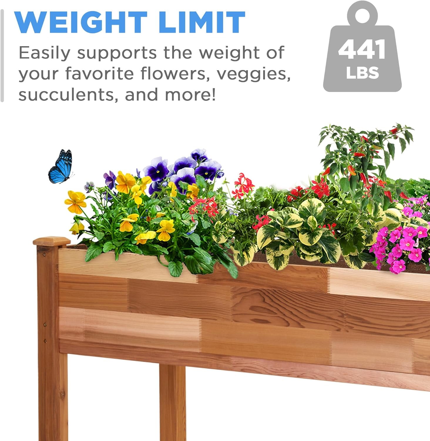 Jumbl Raised Garden Bed, 72 x 23 x 30 in, Canadian Cedar Wood Herb Garden Planter with Legs