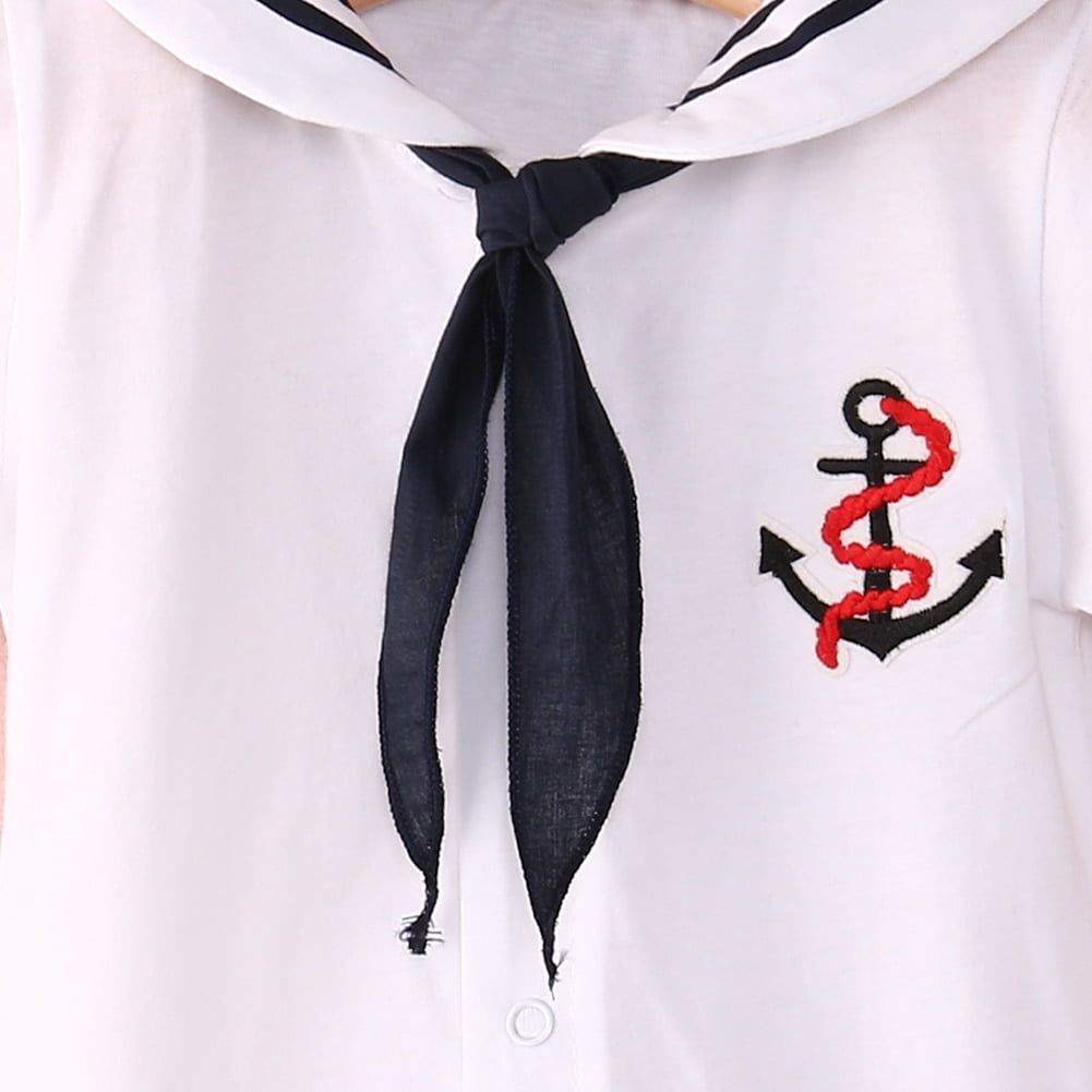 Baby Boy/Girl Sailor Outfits Striped Short-sleeve Snap Romper