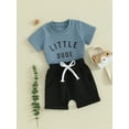 thumbnail image 3 of vera natura Toddler Boy Summer Clothes Letter Print Short Sleeve T-Shirt with Solid Color Shorts 2Pcs Outfit, 3 of 9