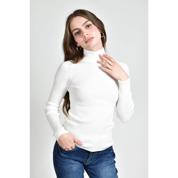 Blusa tejida de cuello alto /Juvenil, 0247 (Blanco) blanco M