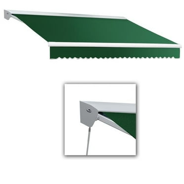 Awntech DTL12-US-F 12 ft. Destin with Hood Left Motor & Remote Retractable Awning, Forest Green - 120 in.