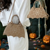 Mbvtdt Coffin Purse and Ghost Face Bag,Halloween Funny Bats Crossbody Bag,Leather Coffin Shape Shoulder Bag for Spooky Seasonal Style,Khaki