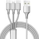 thumbnail image 1 of Cable de Carga USB Múltiple de 10 Pies 3A, Conector de Cable de Carga Rápida 3 en 1 con Adaptador de Puerto USB Dual/tipo C/Micro, Compatible con Tabletas Teléfono 12 11 Pro 8 7 6 Samsung Galaxy (10 Pies) Negro, 1 of 5