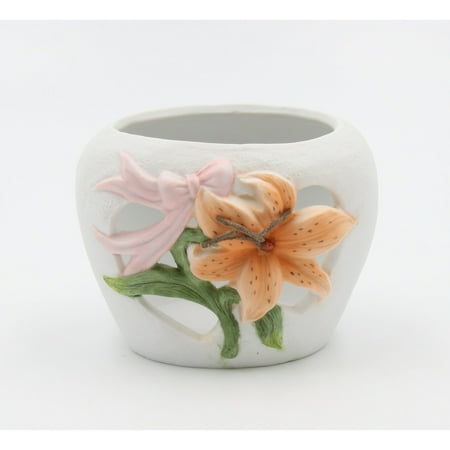 Ceramic Lily Flower Votive Candle Holder, Vintage Home Decor, Vanity Decor, Gift for Her, Gift for Mom