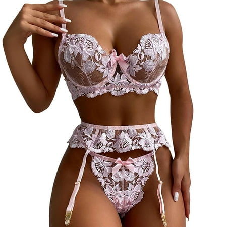 adviicd One Piece Lingerie For Women Corset Lingerie for Women Woman Mesh Three PointBuckle Jumpsuit Lingerie Underwear Pink XL