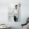 thumbnail image 1 of Space Cat Tapestry, Astronaut Kitten in Space Suit Holding World with Galaxy Clusters Image, Wall Hanging for Bedroom Living Room Dorm Decor, 40W X 60L Inches, White Black and Blue, by Ambesonne, 1 of 2