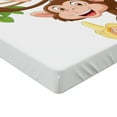thumbnail image 2 of Ambesonne Cartoon Fitted Sheet, Monkey with Banana Tree, Twin XL Size, Chocolate White, 2 of 3