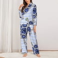 thumbnail image 2 of Gukieu Turtle with Blue Stones Print Women's Long Sleeve Pajama Set, Button Top Elastic Pocket Pajama Pants Two Piece Set Home Wear-X-Large, 2 of 7