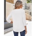 thumbnail image 6 of Zeagoo Womens Fall Fashion 3/4 Sleeve Round Neck Floral Ink Dot Tops Pleated Business Work Shirts, 6 of 6