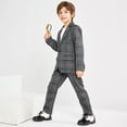 thumbnail image 2 of LOLANTA Kids Boys Plaid Suit Fashion Blazer Pants Set 2 Piece Formal Wear Outfit for Wedding, 2 of 6
