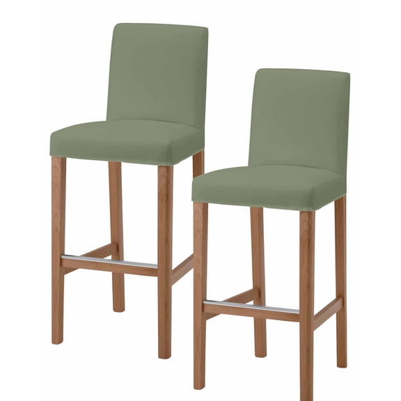 Green Solid Color Bar Stool Covers Set of 2, Aesthetics Contemporary Luxury Stretch Washable Bar Chair Covers with Backs, Removable Pub Counter Height Chair Cover for Kitchen Dining Room Cafe