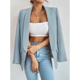 thumbnail image 3 of Women Casual Blazer Suit Open Front Shawl Collar Long Sleeve Fitted Jacket for Office Work Light Blue L, 3 of 6